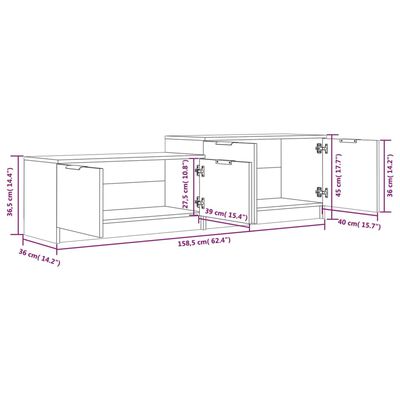 vidaXL TV Cabinet Concrete Grey 158.5x36x45 cm Engineered Wood