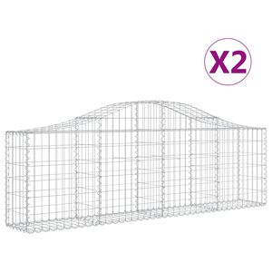 vidaXL Arched Gabion Baskets 2 pcs 200x30x60/80 cm Galvanised Iron