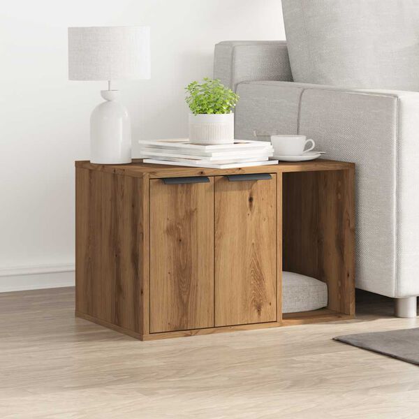 vidaXL Cat Litter Box Enclosure Artisian Oak 60x40x40 cm Engineered Wood