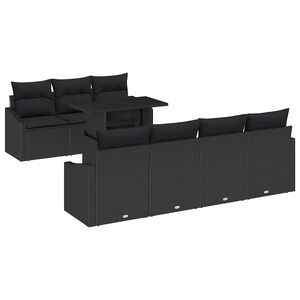 vidaXL Garden Sofa Set 8 pcs Black Poly Rattan
