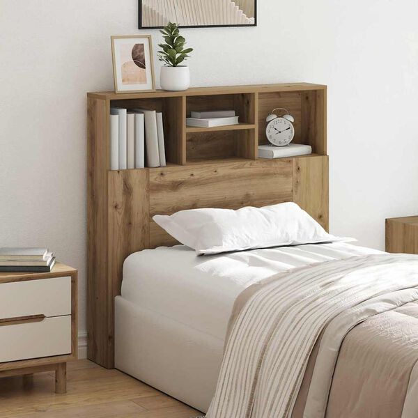 vidaXL Headboard Cabinet with Shelf Artisan Oak 100 x 19 x 103.5 cm