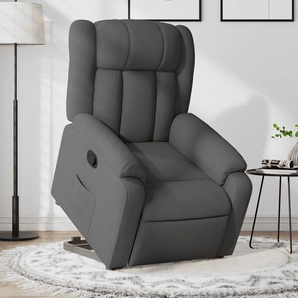 vidaXL Stand up Recliner Chair Dark Grey Fabric