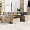 vidaXL 6 Piece Garden Sofa Set with Cushions Beige Poly Rattan