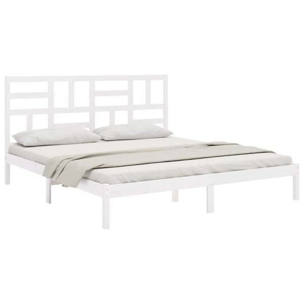vidaXL Bed Frame without Mattress White Solid Wood 180x200 cm Super King