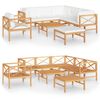 vidaXL 8 Piece Garden Lounge Set with Cream Cushions Solid Teak Wood
