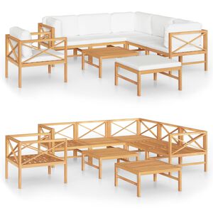 vidaXL 8 Piece Garden Lounge Set with Cream Cushions Solid Teak Wood