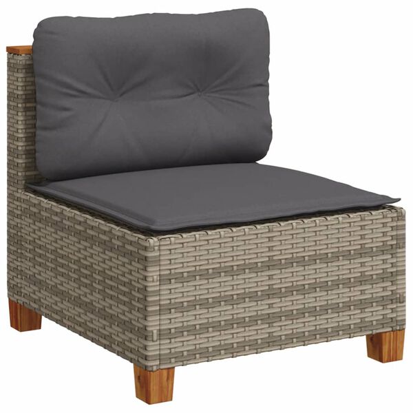 vidaXL 7 Piece Garden Sofa Set with Cushions Grey Poly Rattan