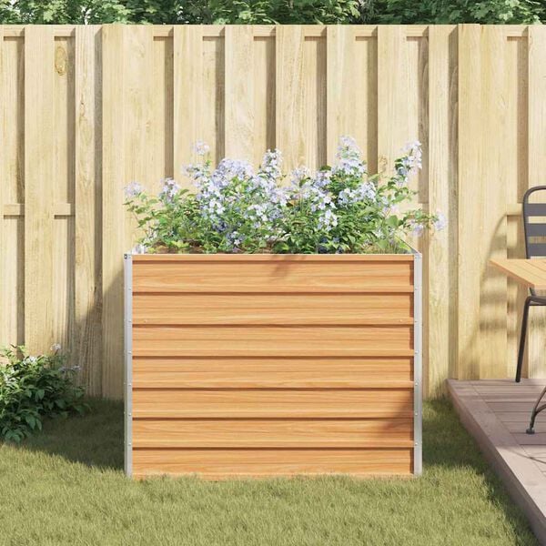 vidaXL Garden Raised Bed 100x100x77 cm Galvanized Steel Silver