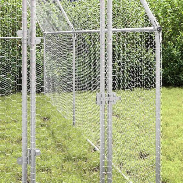 vidaXL Chicken Cage Silver 400x100x190 cm Galvanised Steel
