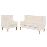 vidaXL Sofa Set 2 Pieces Fabric Cream White