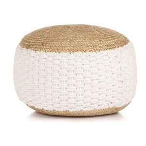 vidaXL Woven/Knitted Pouffe Jute Cotton 50x35 cm White