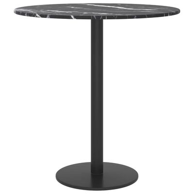 vidaXL Table Top Black Ø40x0.8 cm Tempered Glass with Marble Design