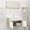 vidaXL 2 Piece Bathroom Furniture Set White and Sonoma Oak Engineered Wood