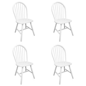 vidaXL Chair | Set of 4 | White | Solid Rubber Wood | Standard | Durable | Chair