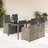 vidaXL 5 Piece Garden Dining Set with Cushions Grey Poly Rattan