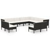 vidaXL 12 Piece Garden Lounge Set with Cushions Poly Rattan Black