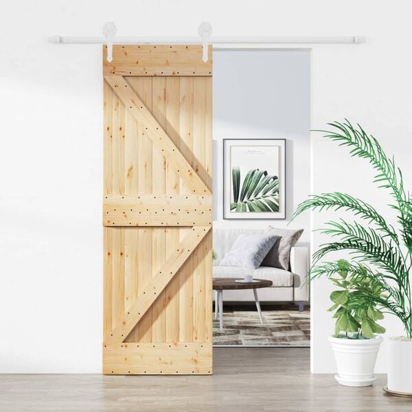 vidaXL Sliding Door with Hardware Set 70x210 cm Solid Wood Pine