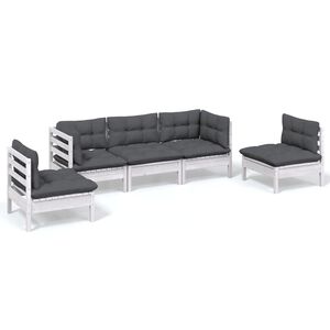 vidaXL 5 Piece Garden Lounge Set with Cushions Solid Pinewood