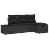 vidaXL Garden Sofa Set with Cushion 4 pcs Black Poly rattan