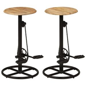 vidaXL Bar Chair | Set of 2 | Natural Wood Brown and Black