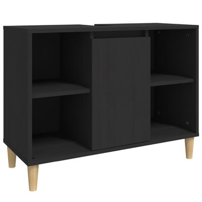 vidaXL Sink Cabinet Black 80x33x60 cm Engineered Wood