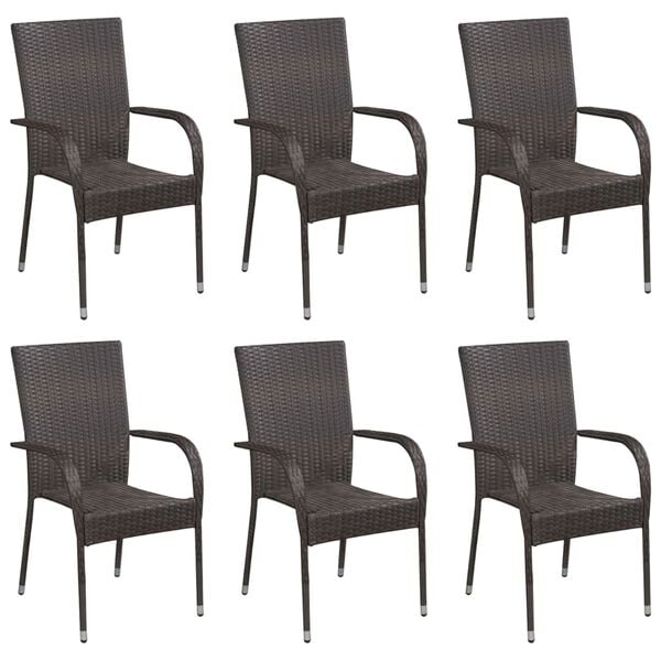 vidaXL 7 Piece Garden Dining Set Poly Rattan Brown