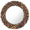 vidaXL Mirror | Natural Teak | Solid teak wood and glass | 60 cm diameter