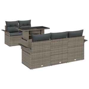 vidaXL Garden Sofa Set with Cushion 6 pcs Grey Poly Rattan