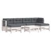 vidaXL 7 Piece Garden Lounge Set with Cushions White Solid Wood