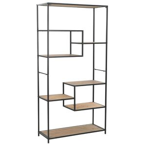 vidaXL Bookcase Solid Firwood and Steel 90.5x35x180 cm