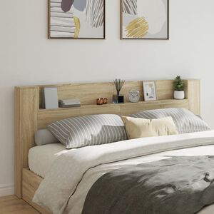 vidaXL Headboard Cabinet with LED Sonoma Oak 220x16,5x103,5 cm