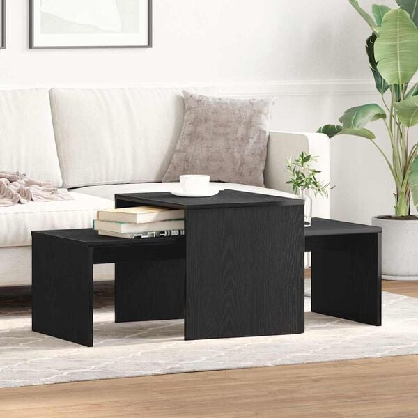 vidaXL Nesting Tables Black Oak 100 x 48 x 40 cm Engineered Wood
