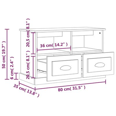 vidaXL TV Cabinet Sonoma Oak 80x35x50 cm Engineered Wood