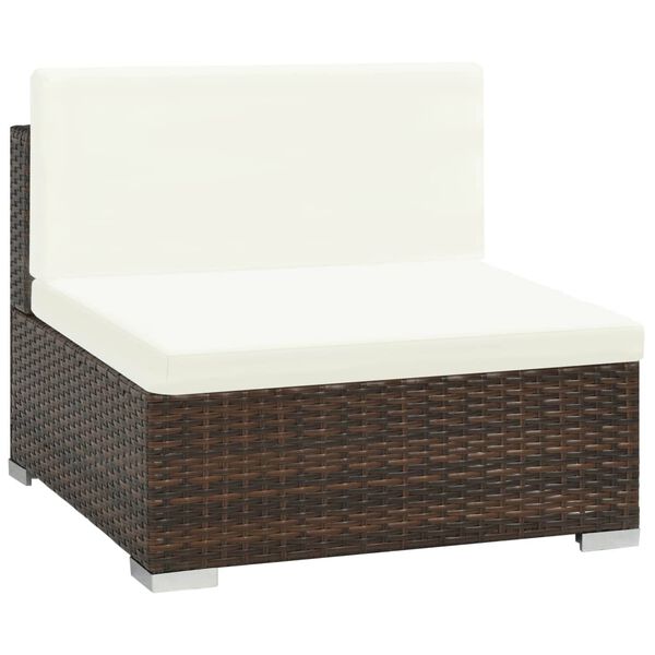 vidaXL 6 Piece Garden Lounge Set with Cushions Poly Rattan Brown