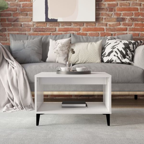 vidaXL Coffee Table High Gloss White 60x50x40 cm Engineered Wood