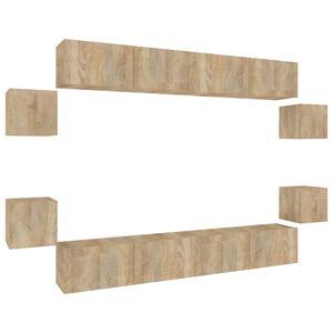 vidaXL 8 Piece TV Cabinet Set Sonoma Oak Engineered Wood