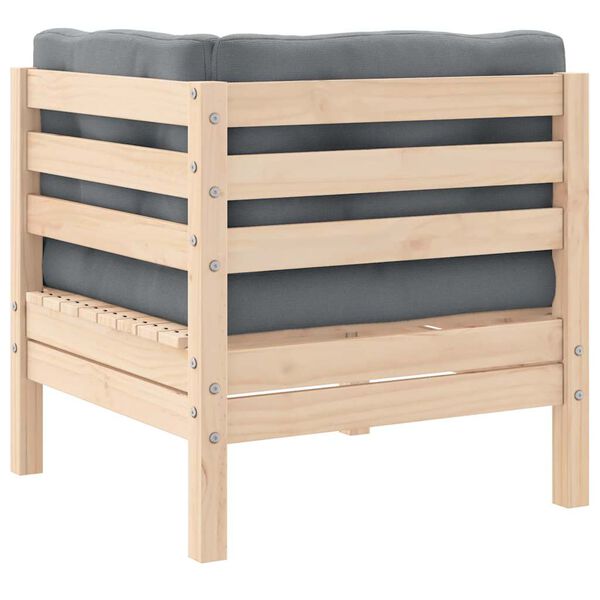 vidaXL 3 Piece Garden Lounge Set with Grey Cushions Solid Pinewood