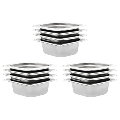 vidaXL Gastronorm Containers 12 pcs GN 1/6 65 mm Stainless Steel