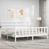 vidaXL Bed Frame without Mattress White Solid Wood Pine