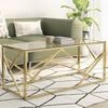 vidaXL Coffee Table Gold Stainless Steel and Tempered Glass