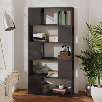 vidaXL Book Cabinet Room Divider High Gloss Grey 80x24x155 cm Engineered Wood