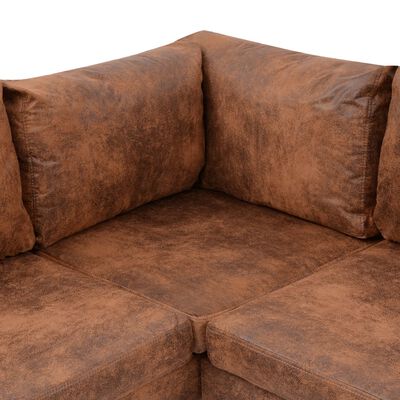 vidaXL Corner Sofa Fabric Brown