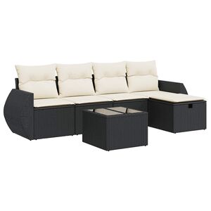 vidaXL 5 Piece Garden Sofa Set with Cushions Black Poly Rattan