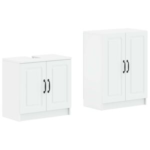 vidaXL 2 Piece Bathroom Cabinet Set UTRECHT White Engineered Wood