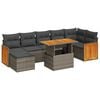vidaXL 8 Piece Garden Sofa Set with Cushions Grey Poly Rattan Acacia