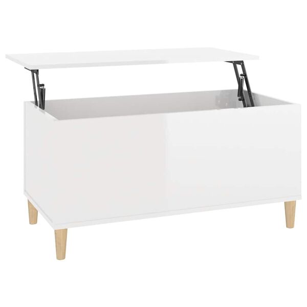 vidaXL Coffee Table High Gloss White 90x44.5x45 cm Engineered Wood