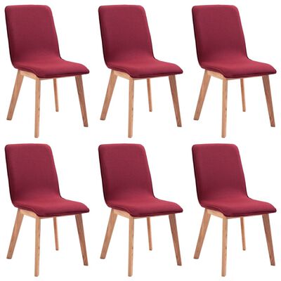 vidaXL Dining Chairs 6 pcs Red Fabric