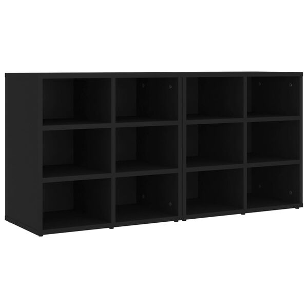 vidaXL Shoe Cabinets 2 pcs Black 52.5x30x50 cm