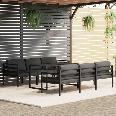 vidaXL 7 Piece Garden Lounge Set with Cushions Aluminium Anthracite