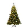 vidaXL Artificial Hinged Christmas Tree 300 LEDs & Ball Set 180 cm